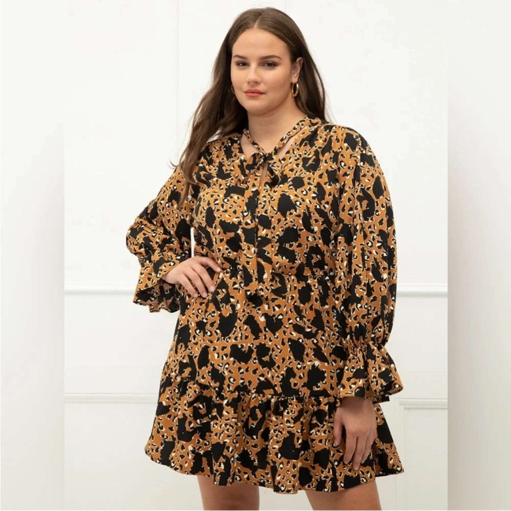 Eloquii Cheetah Printed MIDI Dress Sz 22 - Picture 2 of 8